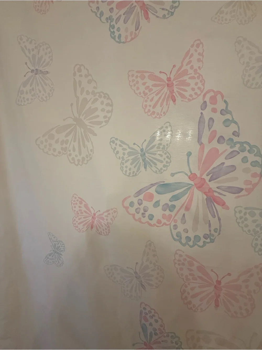 Pottery Barn Kids Butterfly Shower Curtain Whimsical Pastel Cottagecore Feminine
